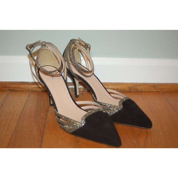 JCrew $278 Colette Ankle-Wrap Pumps in Suede Sz 7 Black F8481 NEW - Picture 2 of 2